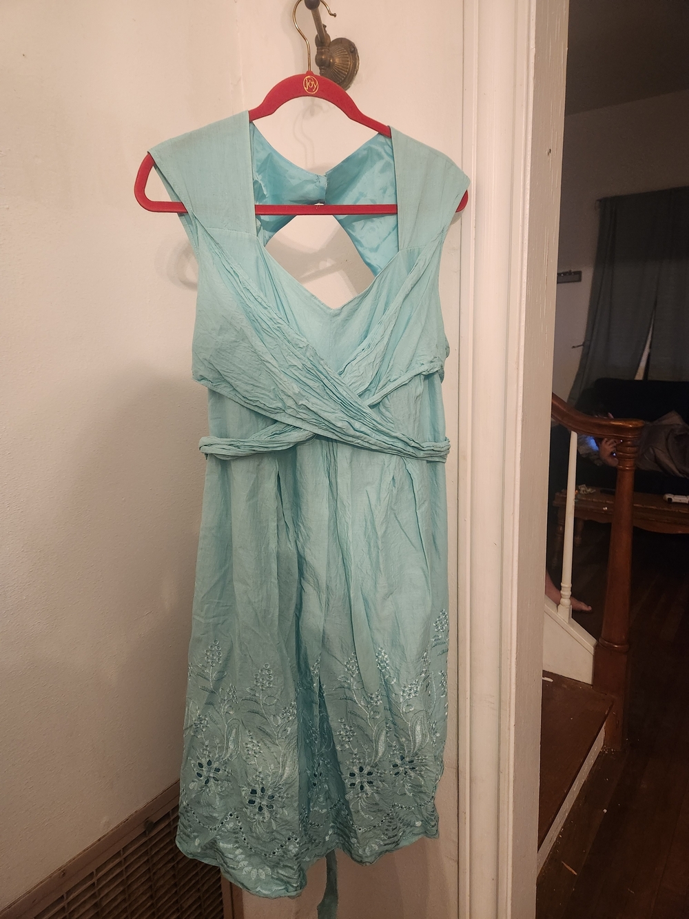 Dress Barn Light Aqua Crisscross Midi Dress